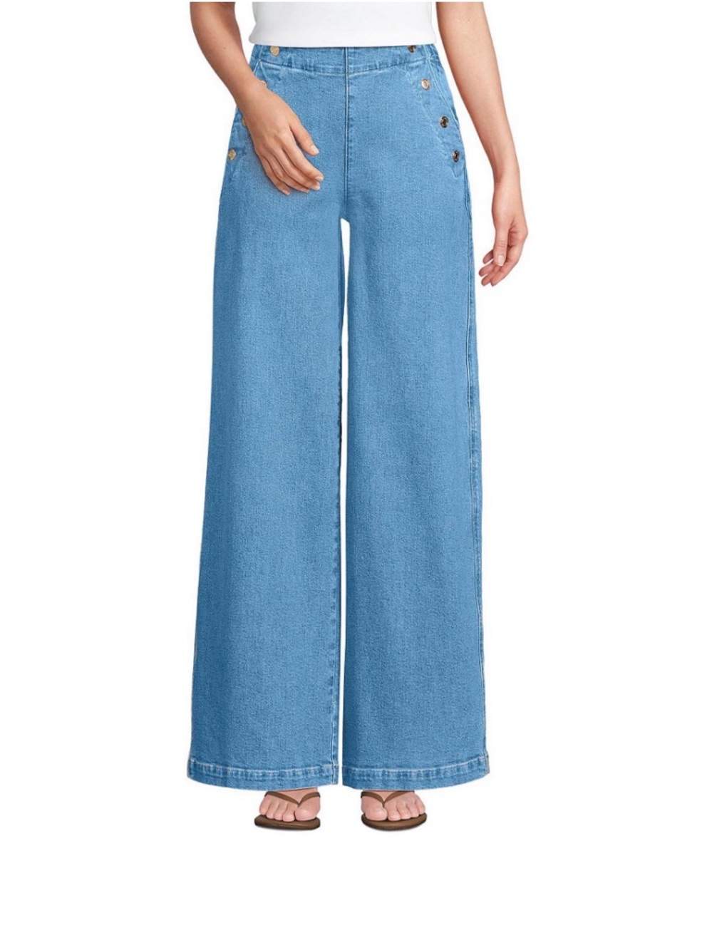 NWT Lands' End Soft Denim High Rise Mariner Panel Extra Wide Leg Jeans. Size 10.